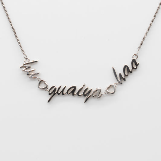 Sterling Silver and Rhodium Hu Guiya Hao Necklace with Adjustable Chain