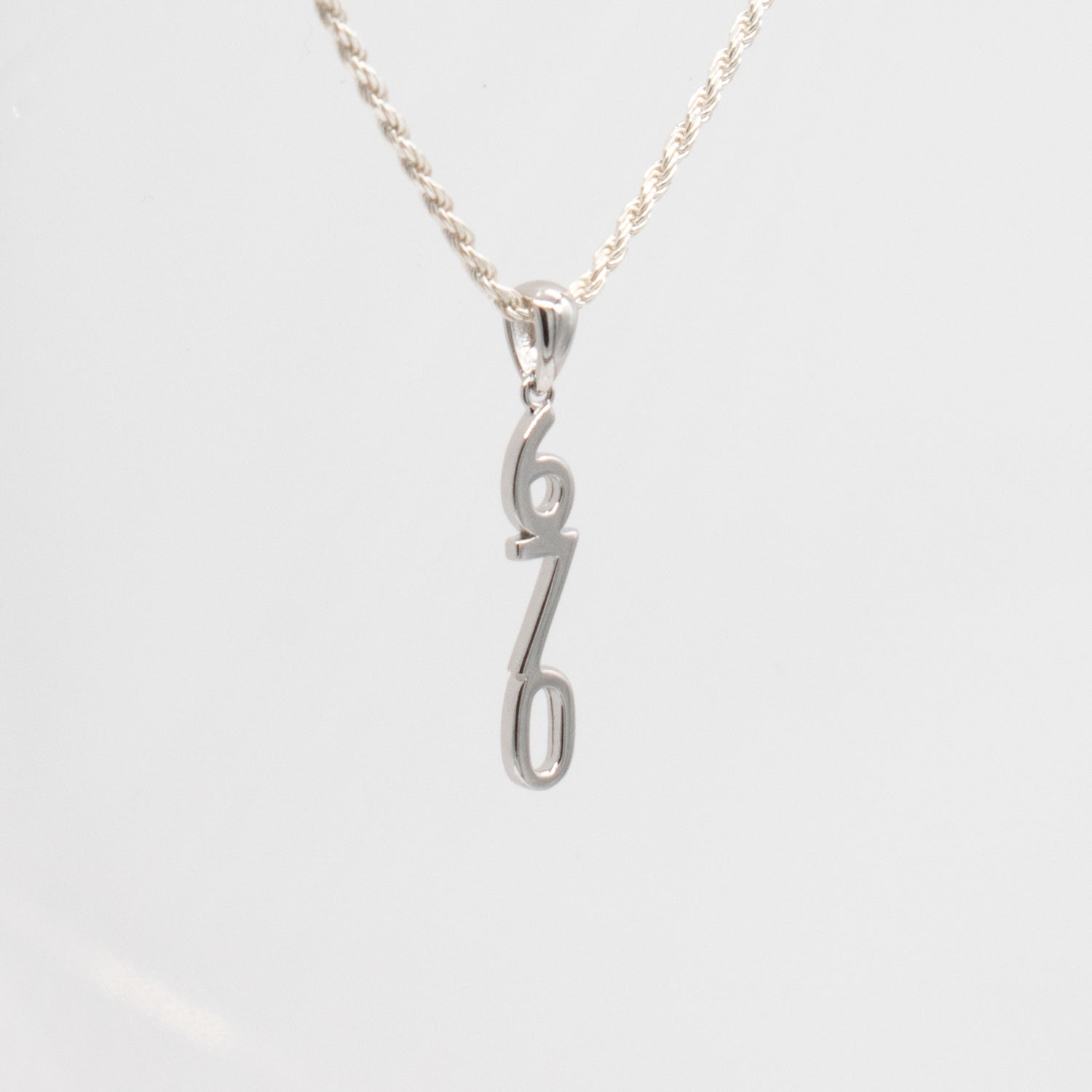 Sterling Silver and Rhodium 670 Necklace with Adjustable Chain