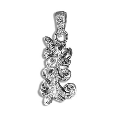 92.5 Sterling Silver Kamia Hibiscus and Scroll Necklace