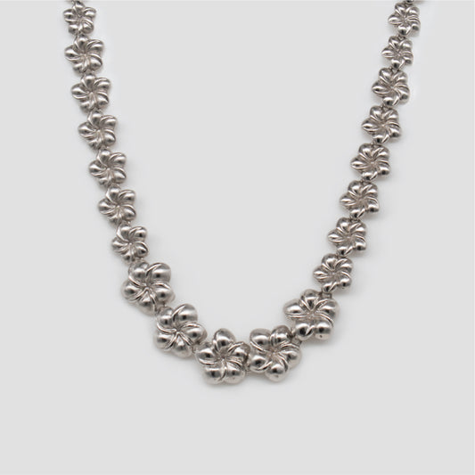 Sterling Silver Plumeria Lei Tasi Necklace