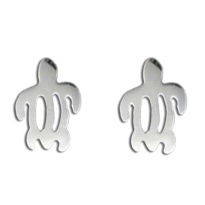 92.5 Sterling Silver Cut-Out Haggan (Turtle) Pierced Earrings