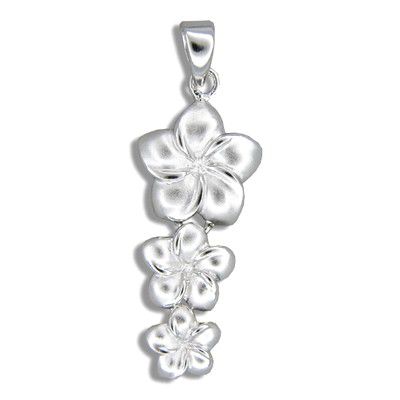 92.5 Sterling Silver Tasi Past Present and Future Plumeria Necklace
