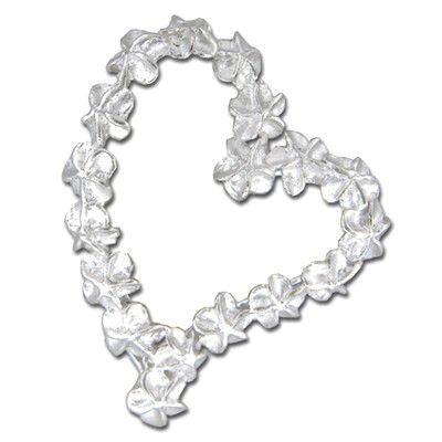 92.5 Sterling Silver Tasi Plumeria Heart Lei Slider Pendant
