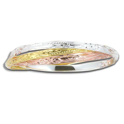 92.5 Sterling Silver Tri Color Eternity Bangle